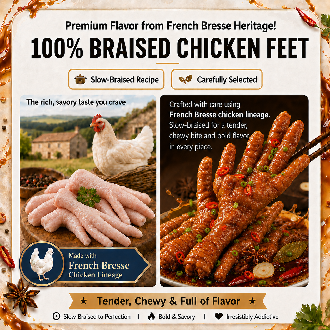 🫗 American Bresse Chicken Feet — A Delicious Low-Carb Protein Snack to Support Your Weight Loss Journey-H1