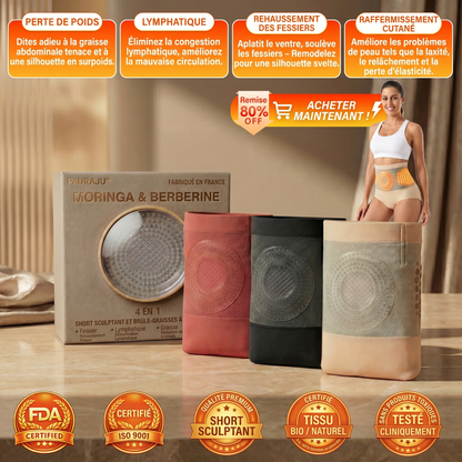 Boutique Officielle | 👩‍❤️‍👨👩‍❤️‍👨𝐏𝐀𝐔𝐑𝐀𝐉𝐔® 2026 Short Sculptant & Brûle-Graisses 4-en-1 aux Micro-Particules de Moringa & Berbérine-LYJ